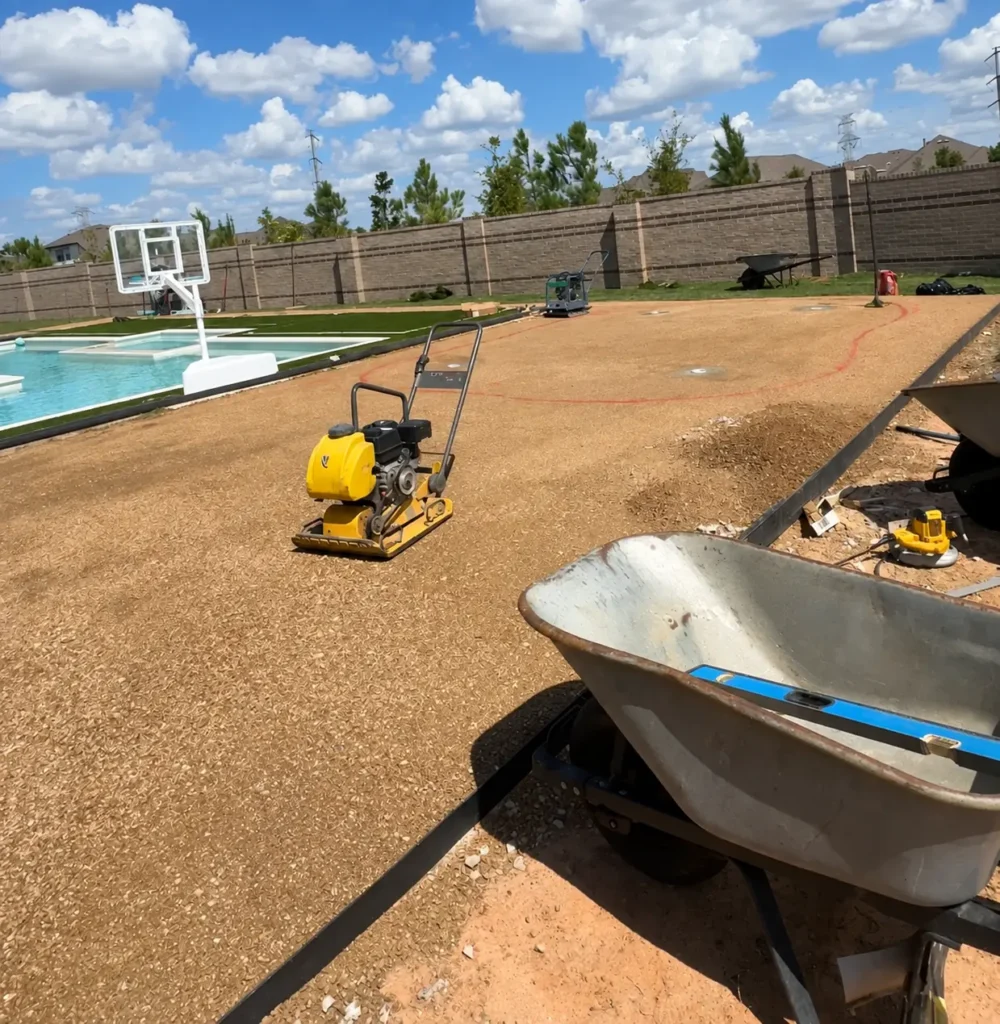 Poolside Landscape Installation in Progress